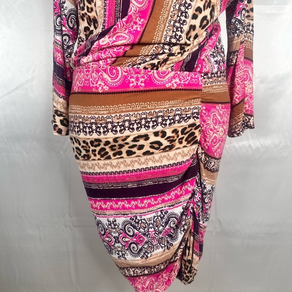 VENUS Pink and Brown Multi Patterned Bodycon Dress  size Large - Picture 10 of 16
